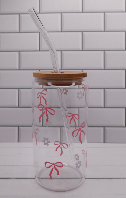 Glass Tumbler Pink Bows