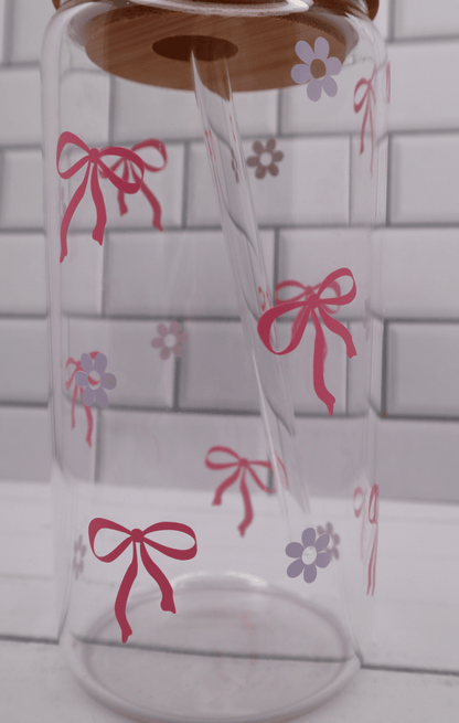 Glass Tumbler Pink Bows